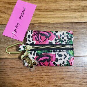 Betsey Johnson Rose Leopard Print Dog Waste Bag Dispenser Zip Clip Pouch